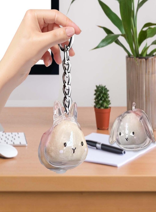 Roioiow 2-Piece Pet Fur Keepsake Keychain - Transparent Bunny-Shaped Charm for Cats Dogs, Memory Capsule Pendant, Pet Loss Memorial Gift and Accessory - Image 5